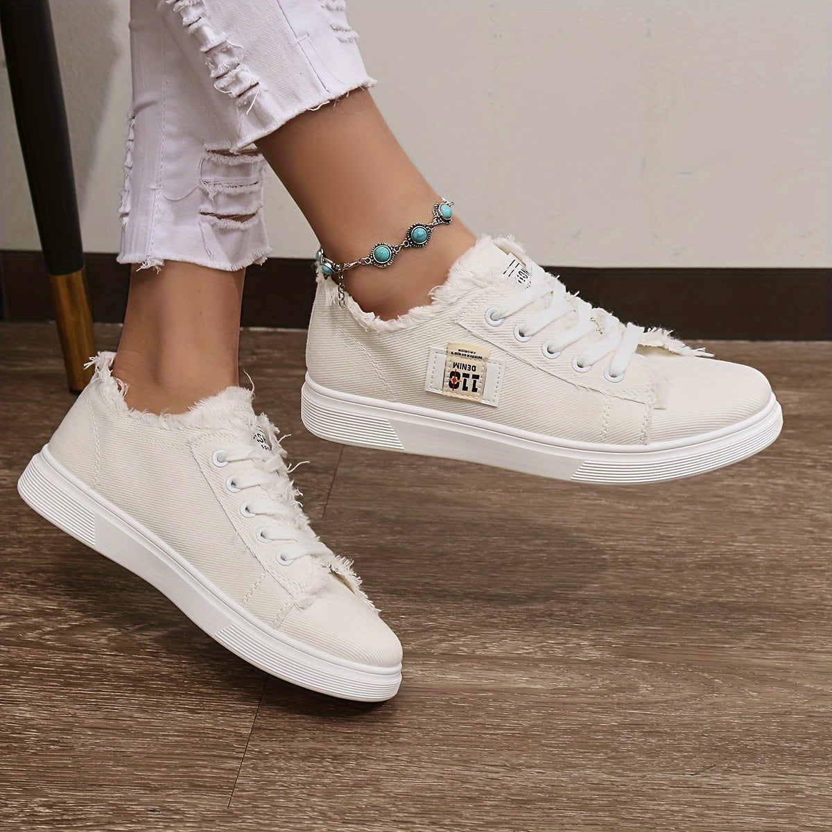 Weißer Leinenschuh - Damen Casual Sneaker