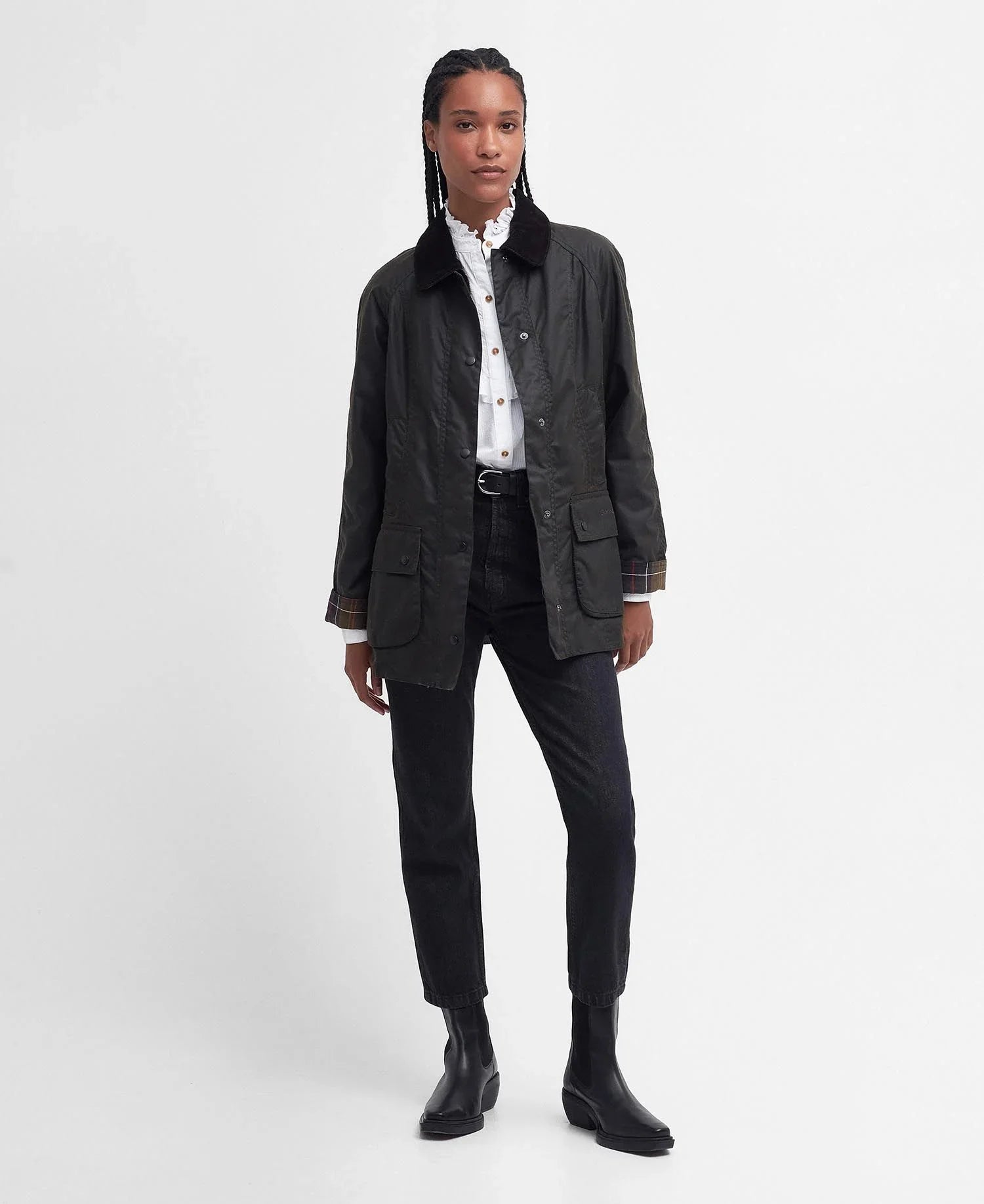 Klassische gewachste Damenjacke mit Tartan-Futter – Sophie