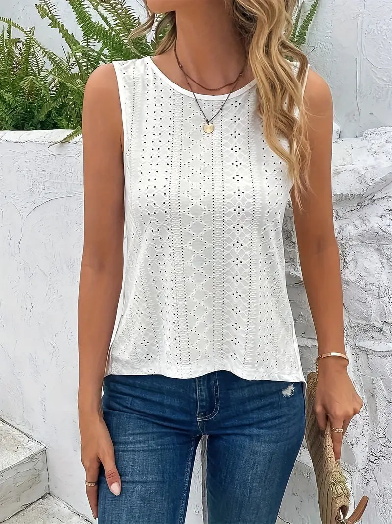 Weißes Lochmuster Tanktop - Lina
