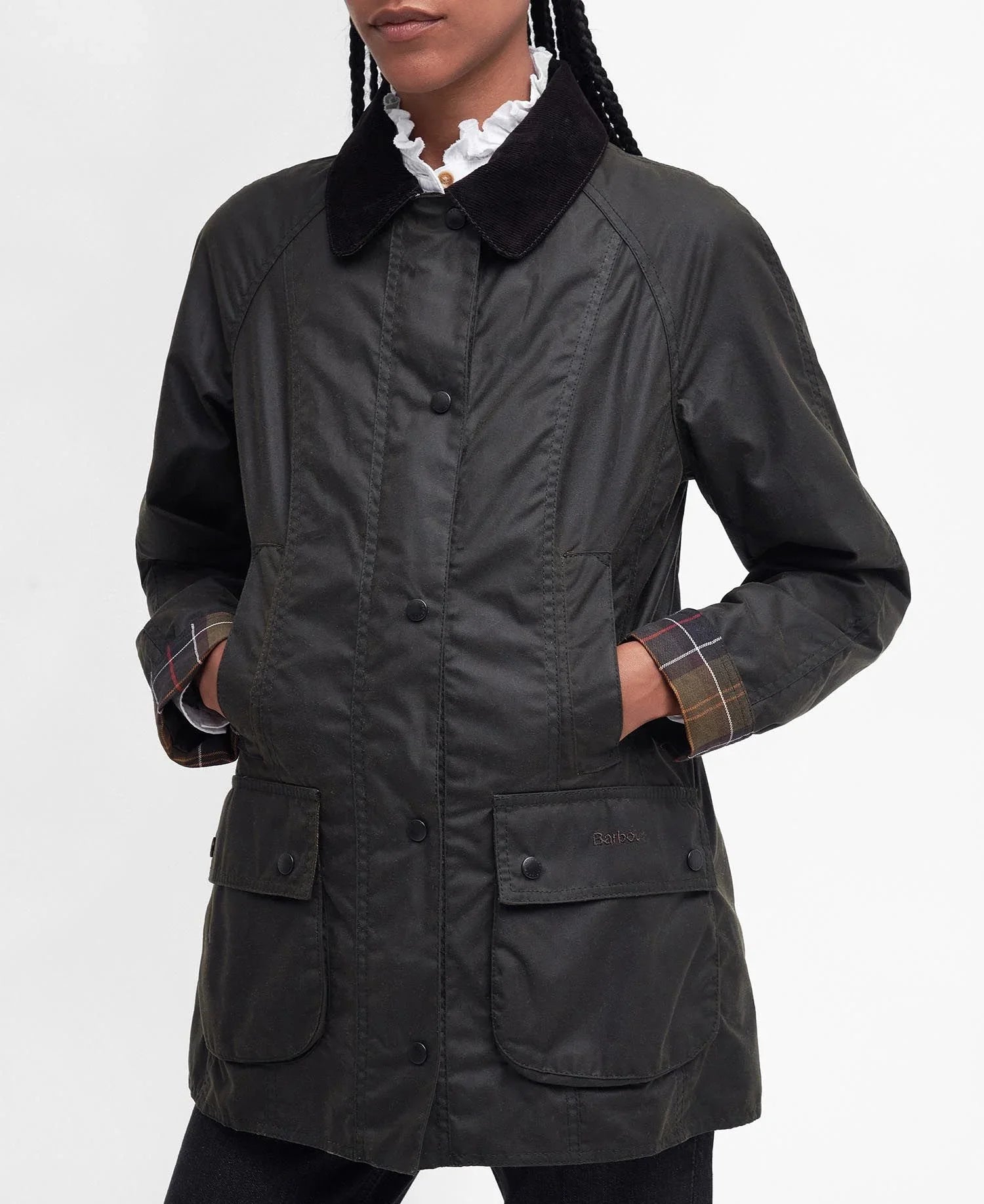 Klassische gewachste Damenjacke mit Tartan-Futter – Sophie