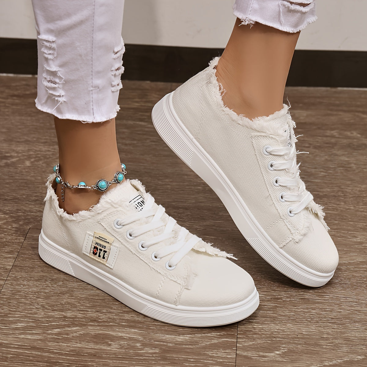 Weißer Leinenschuh - Damen Casual Sneaker