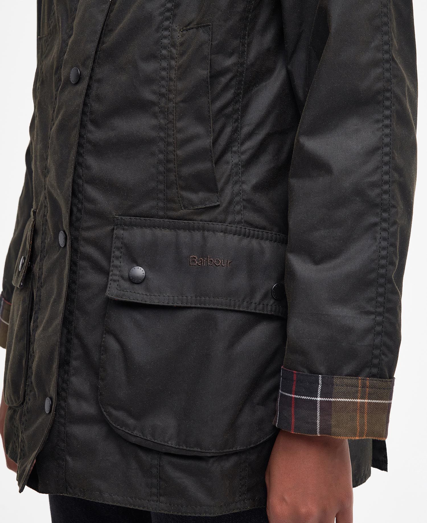 Klassische gewachste Damenjacke mit Tartan-Futter – Sophie