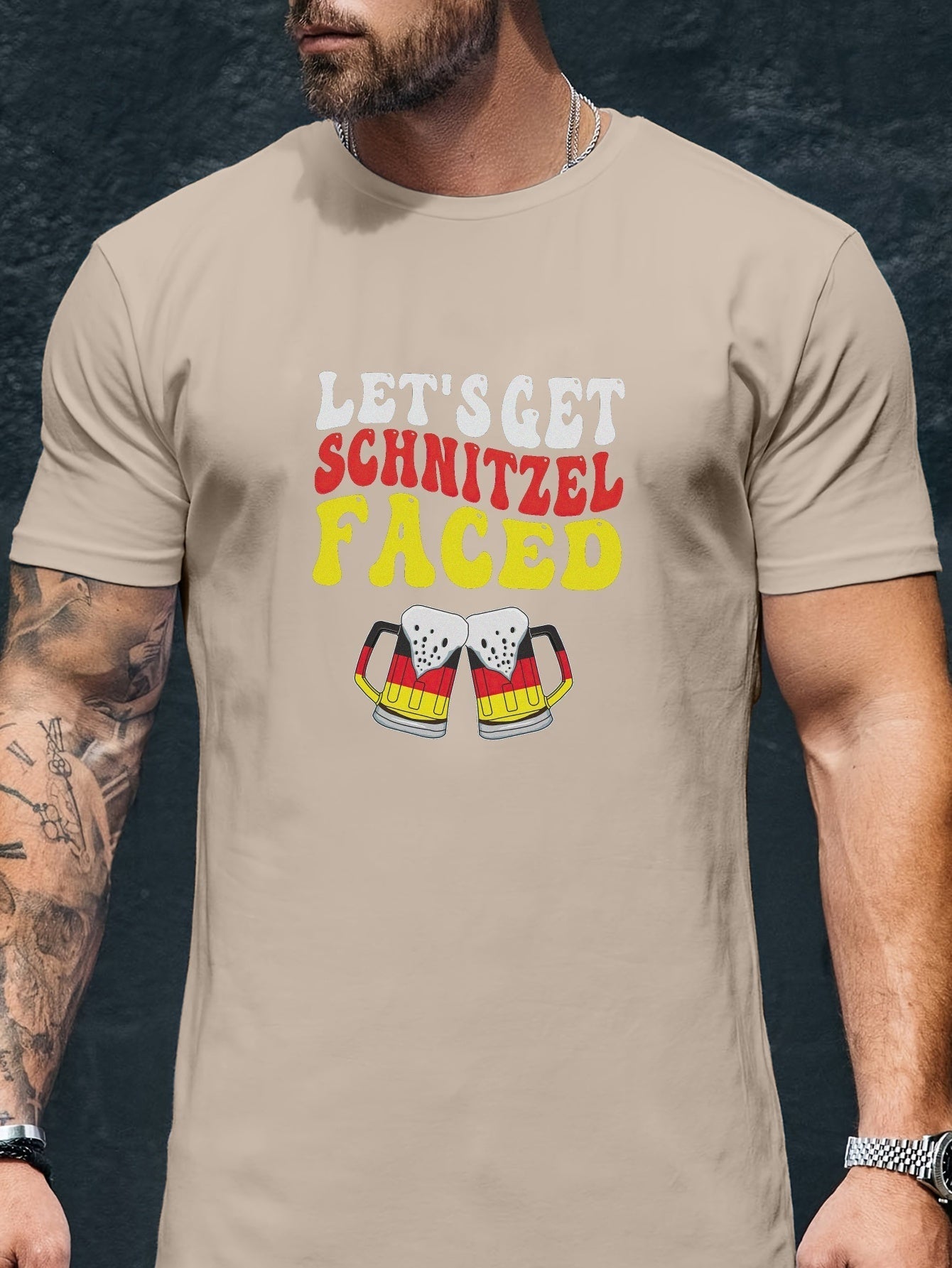 Schwarzes Let’s Get Schnitzel Faced-T-Shirt – Oktoberfest Edition