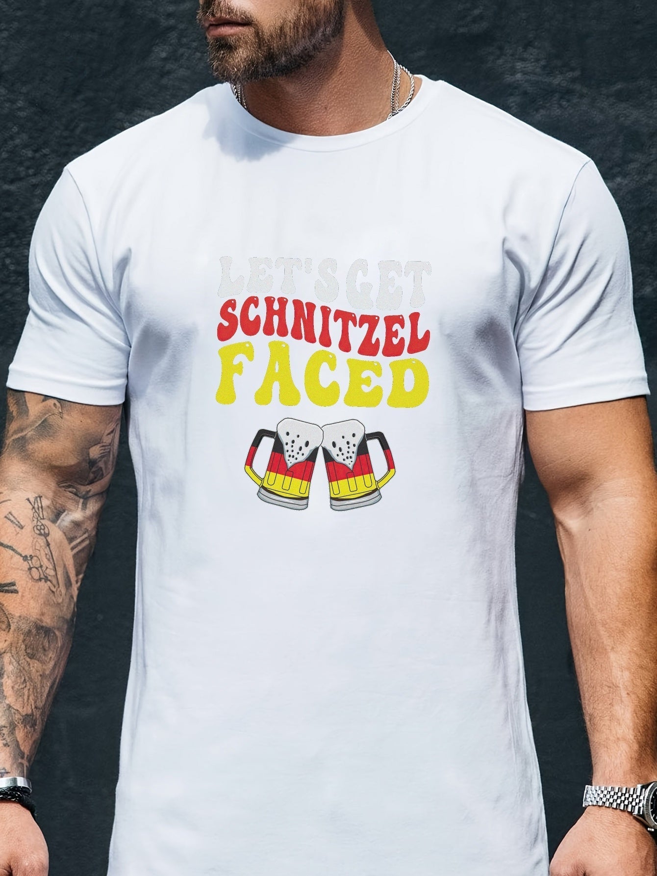 Schwarzes Let’s Get Schnitzel Faced-T-Shirt – Oktoberfest Edition