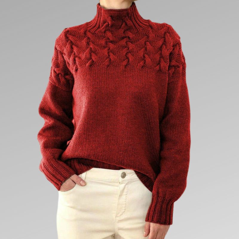 Schwarzer Zopfstrick-Pullover - Clara