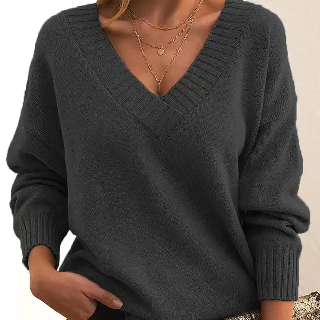 Lila V-Ausschnitt Cashmere Pullover - Sophie