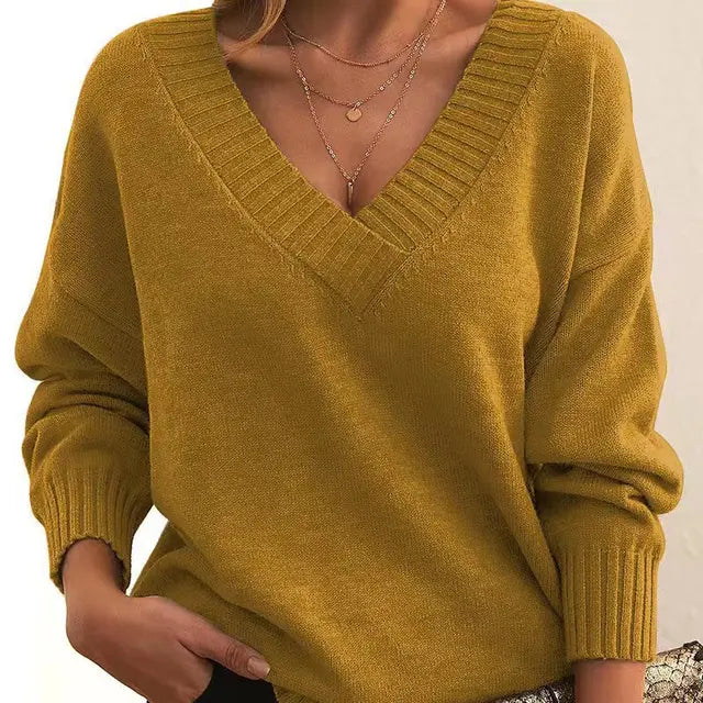 Lila V-Ausschnitt Cashmere Pullover - Sophie