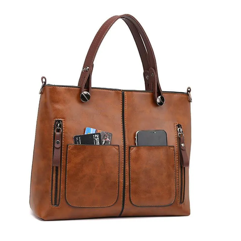 Clara – Elegante Handtasche in Cognac-Braun