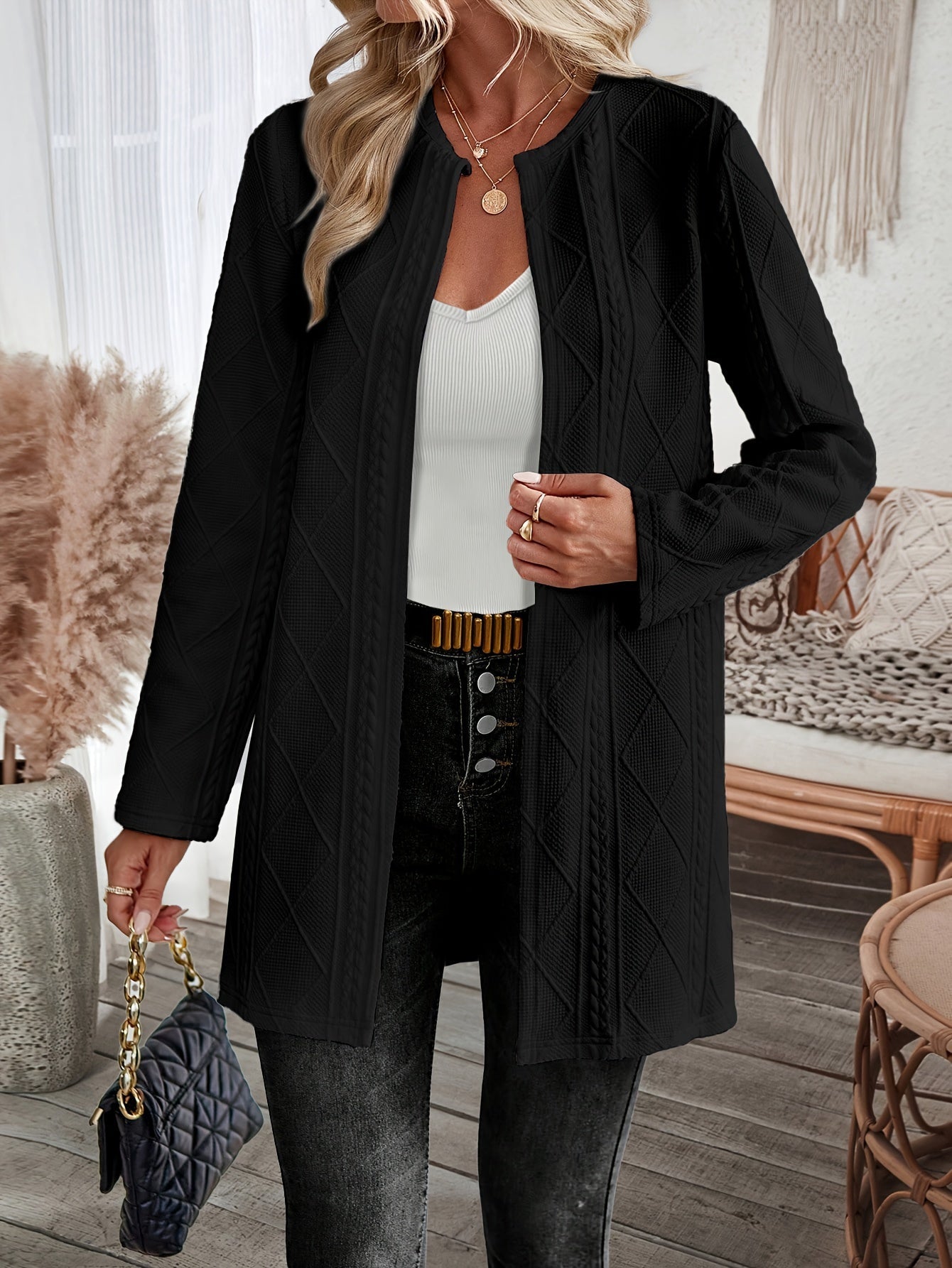 Weißer Mid-Length Cardigan - Emma