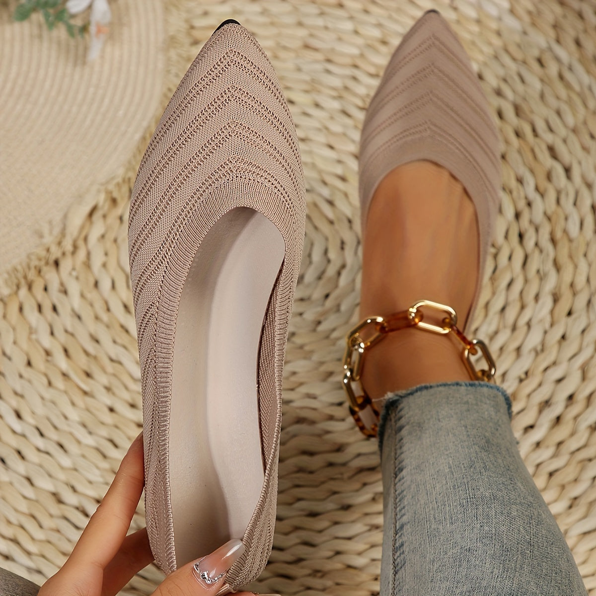 Beige Flache Schuhe - Julia