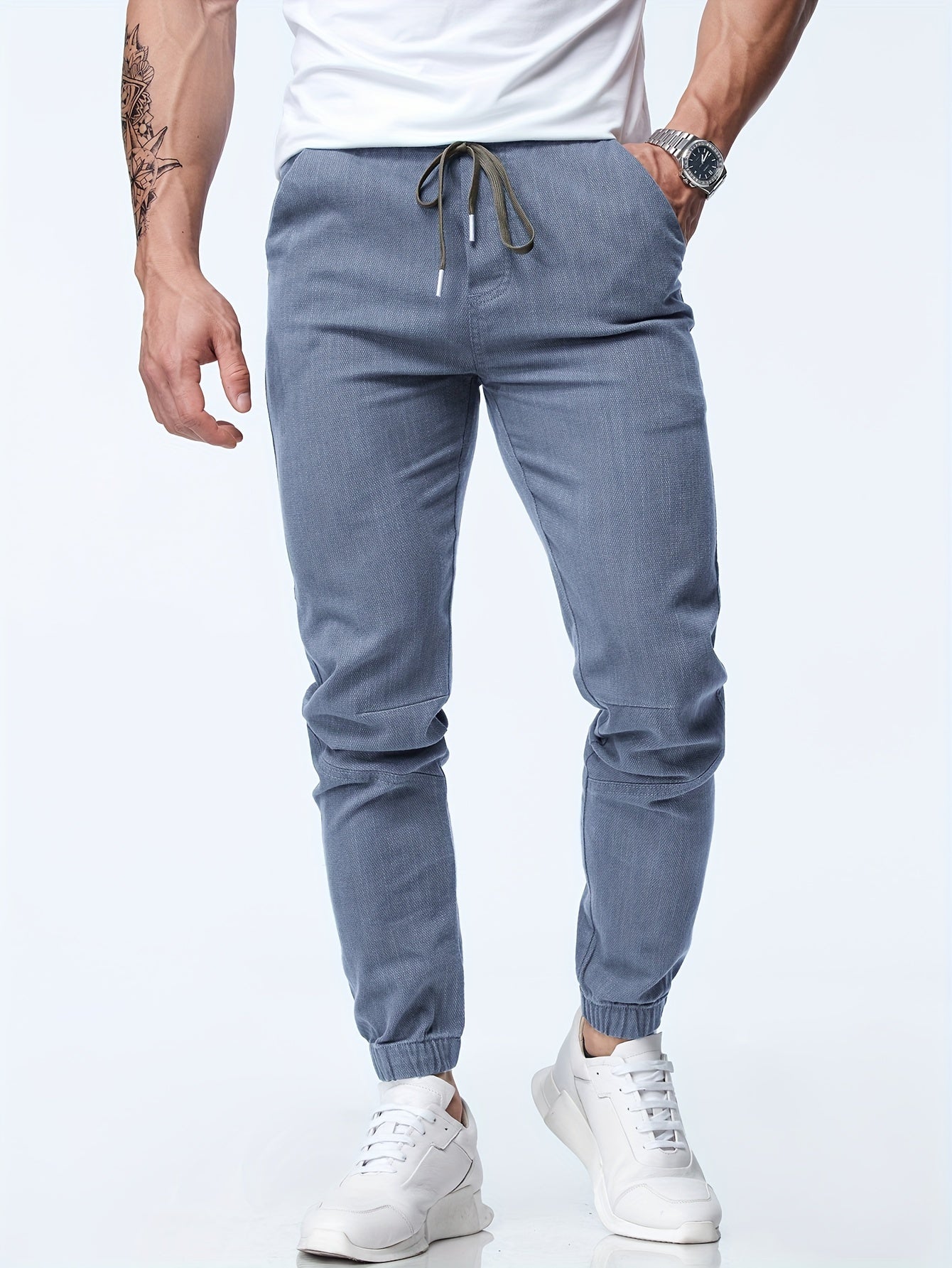 Graue Jogger-Jeans mit Kordelzug - Elias