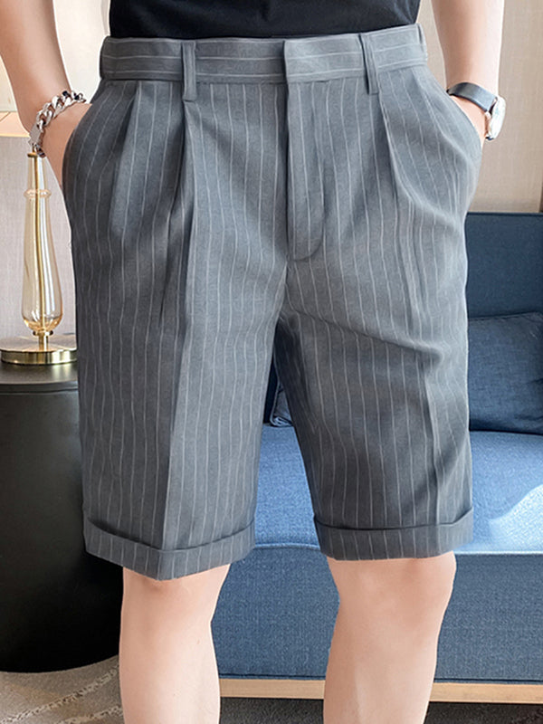 Schwarze Pinstripe Bermuda-Shorts - Leo