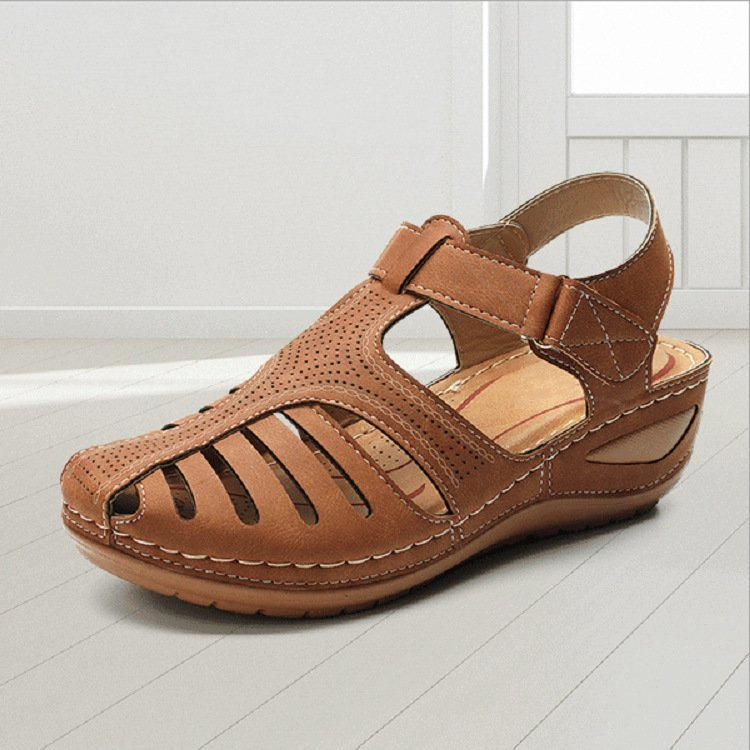 Emma Khaki: Komfort-Leder Sandalen – Eleganz trifft Bequemlichkeit