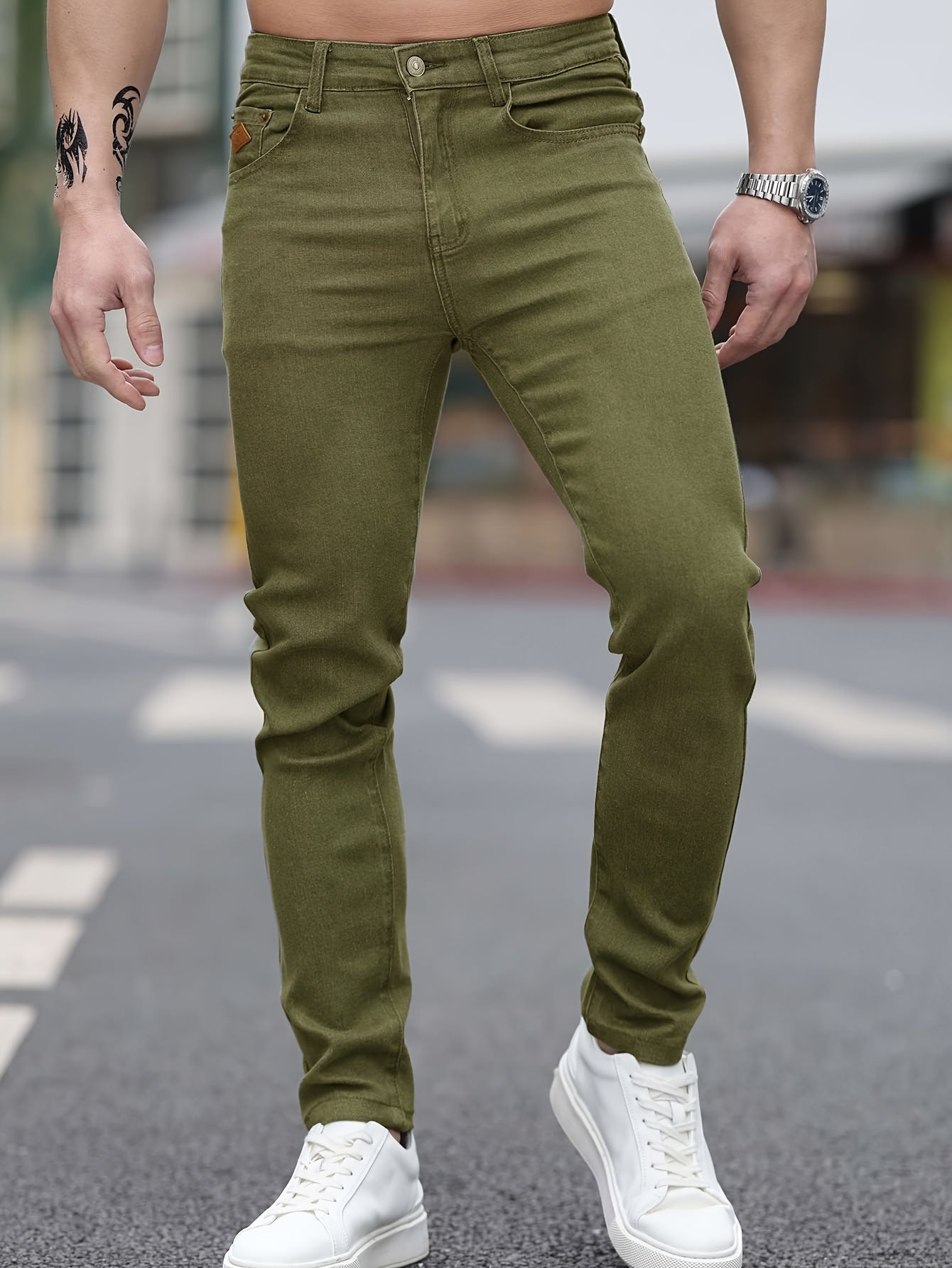 Olive Slim Fit Jeans - Lukas