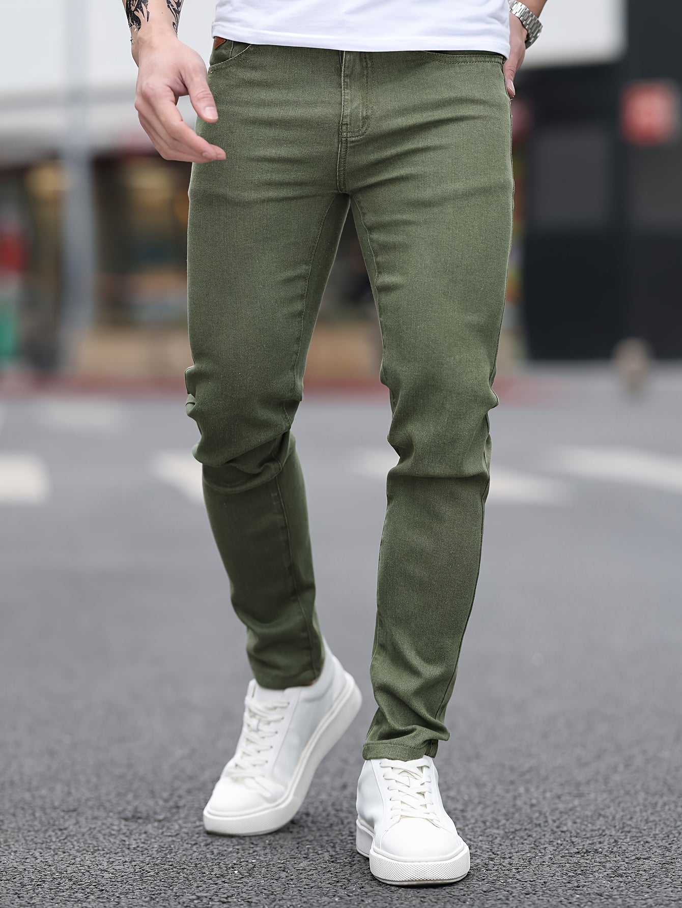 Olive Slim Fit Jeans - Lukas