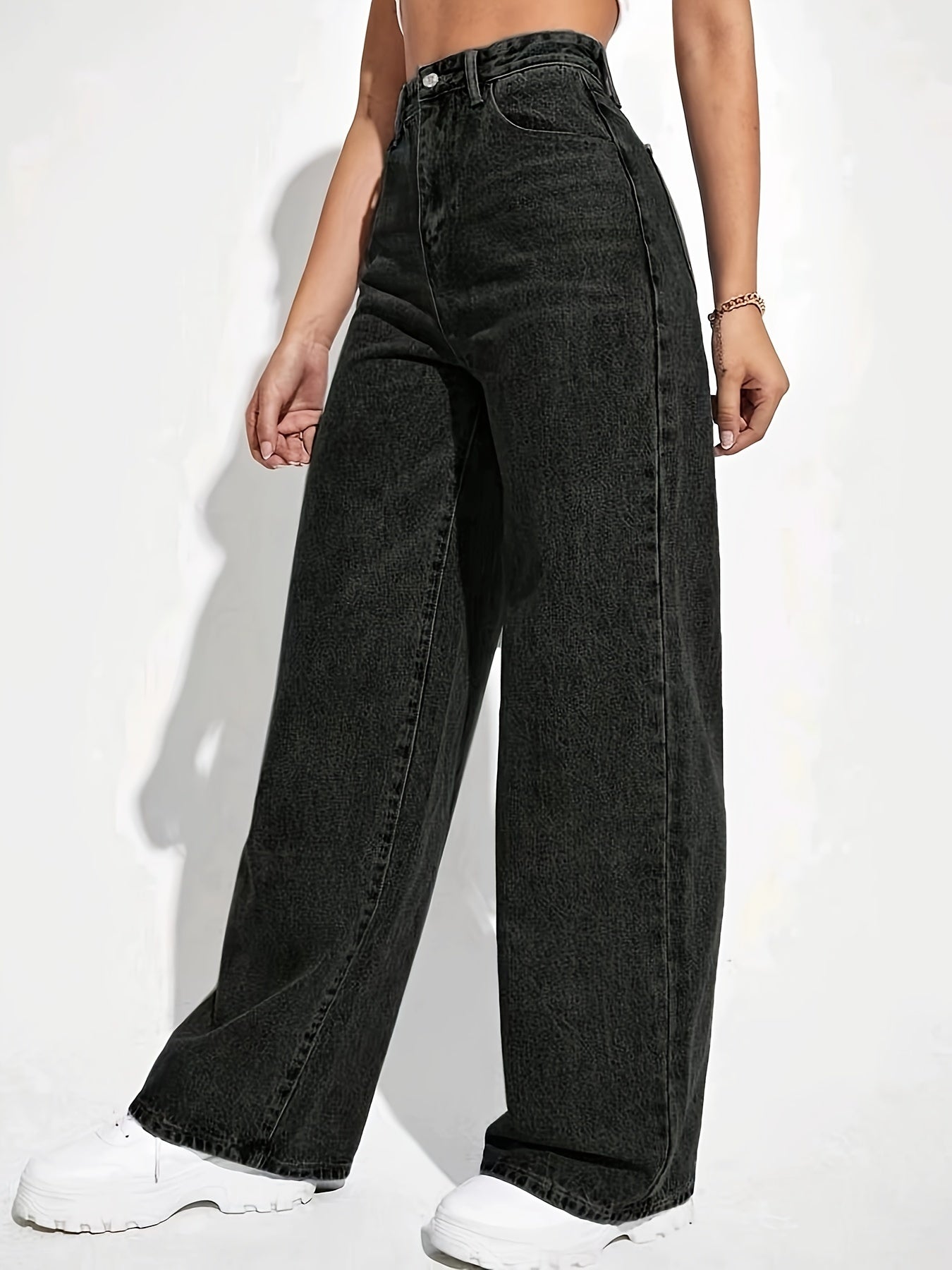 Schwarze Wide-Leg Retro Jeans - Mia