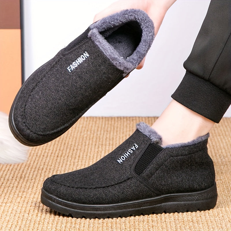 Schwarze Fleece Slip-On Schneestiefel - Mark