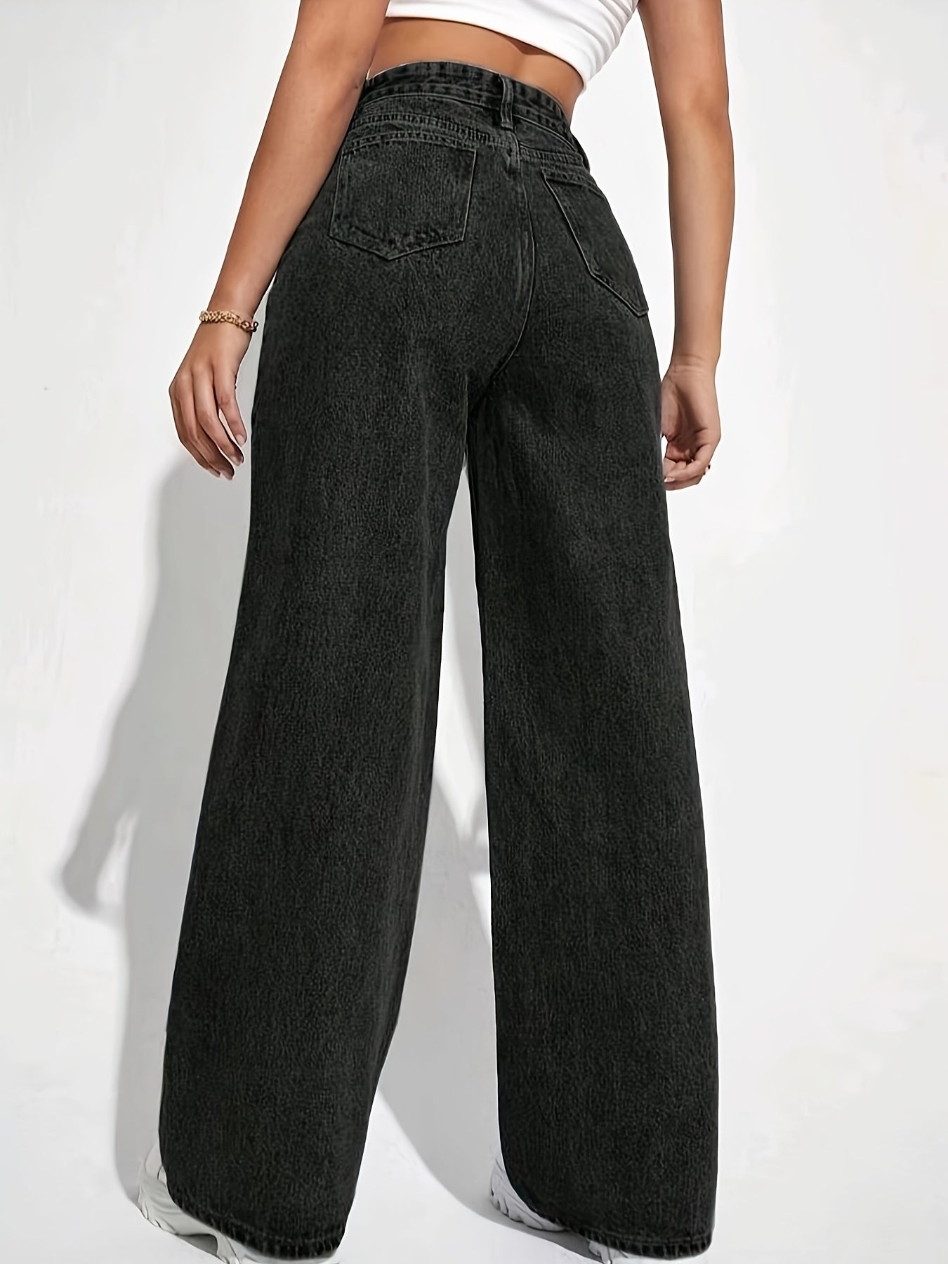 Schwarze Wide-Leg Retro Jeans - Mia