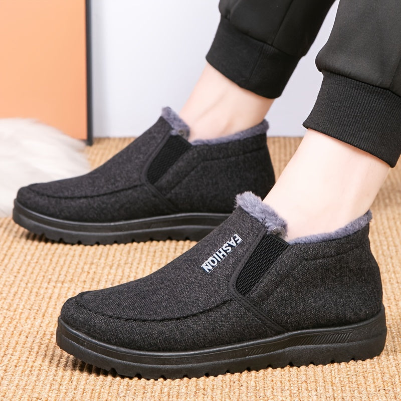 Schwarze Fleece Slip-On Schneestiefel - Mark