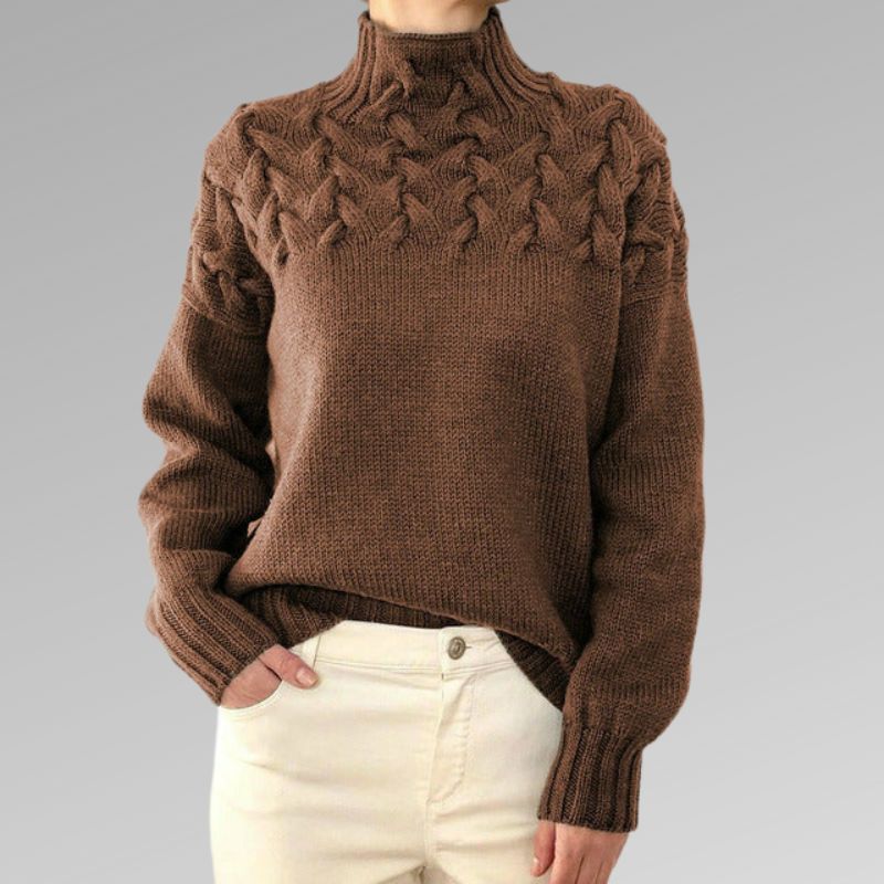 Schwarzer Zopfstrick-Pullover - Clara