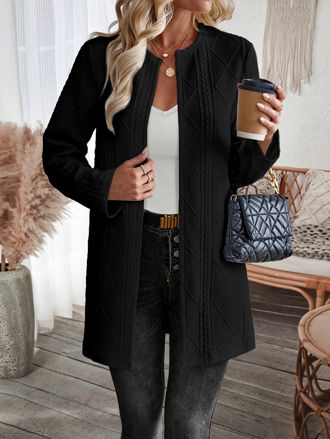 Weißer Mid-Length Cardigan - Emma