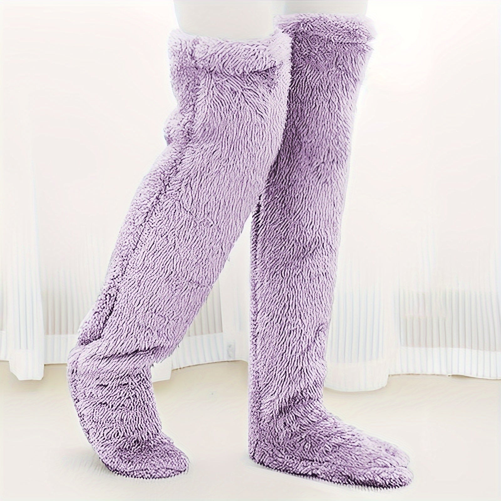 Kuschelsocken Lila – Flauschige Thermo-Overknee-Socken