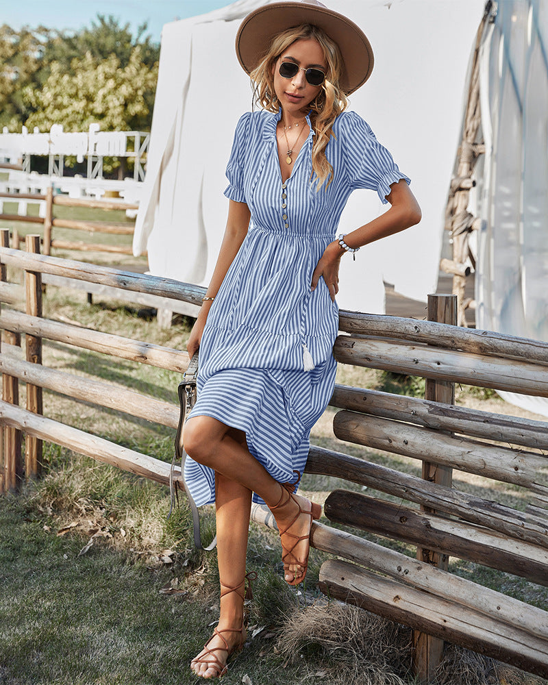 Sophie Sonnenglück - Blau Gestreiftes Sommerkleid