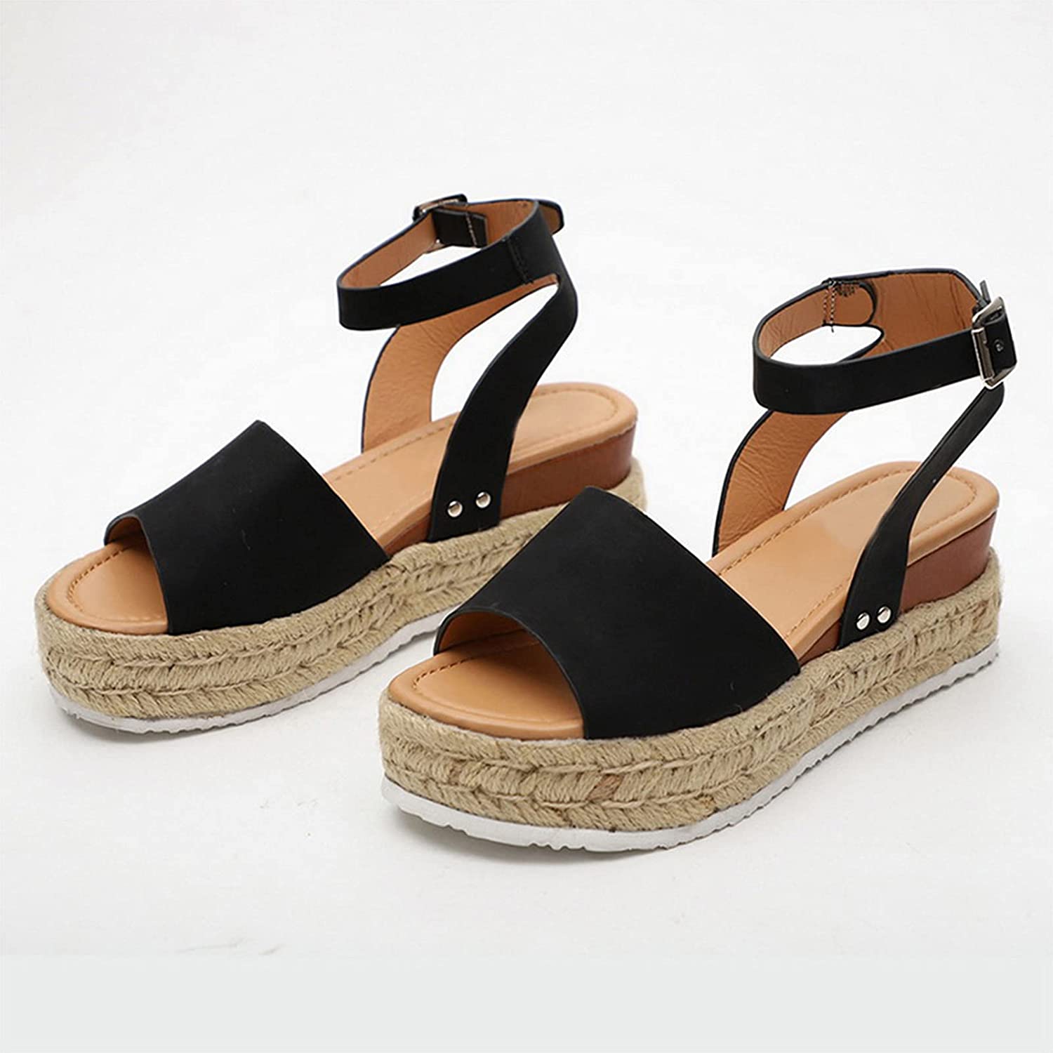 Khaki Plateau-Sandalen mit Knöchelriemen – Amelie