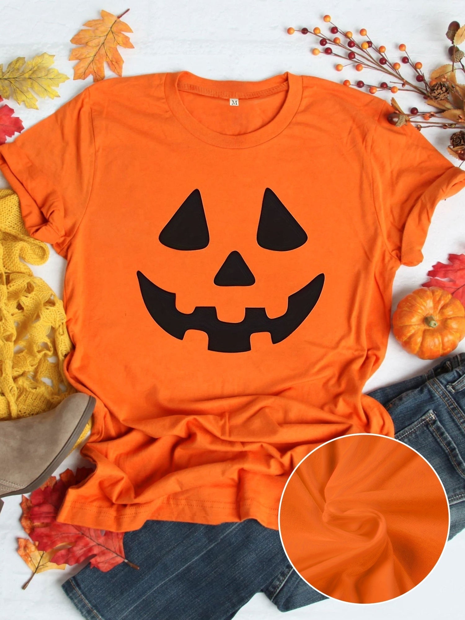 Orangefarbenes Halloween-Kürbis-T-Shirt - Vintage-Stil