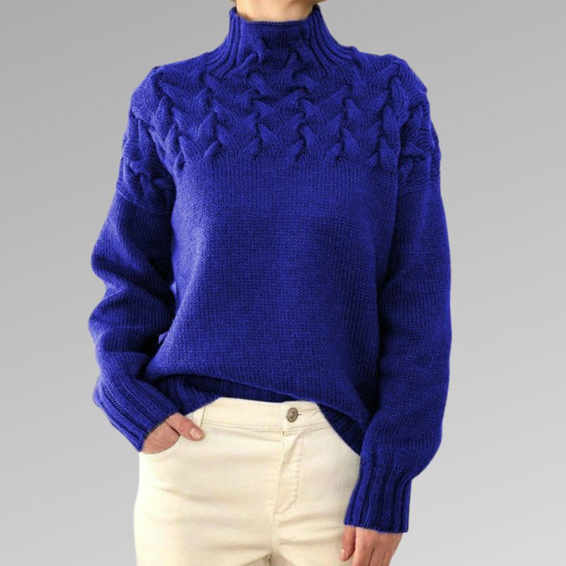 Schwarzer Zopfstrick-Pullover - Clara