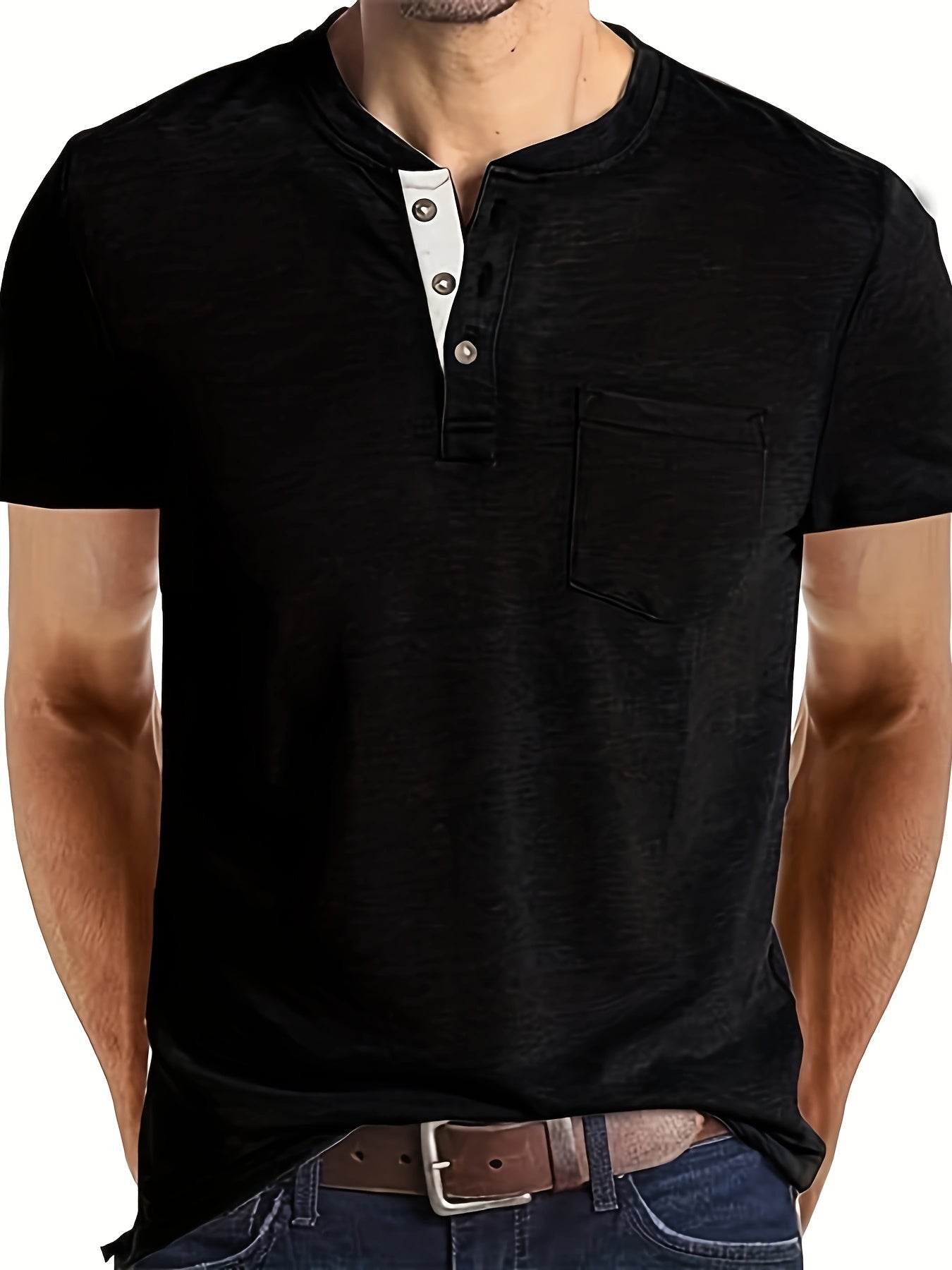 Blaues Henley T-Shirt - Chris