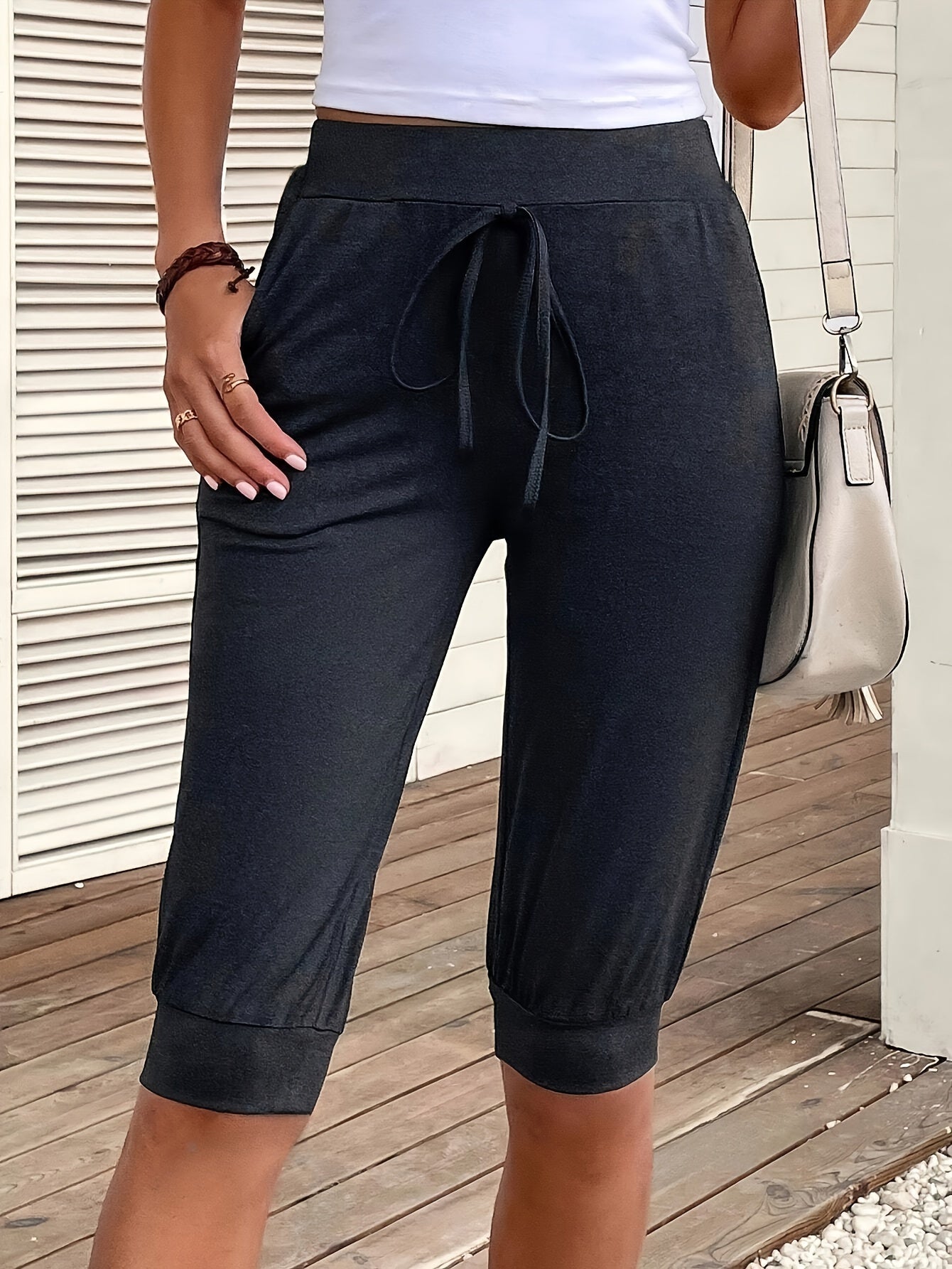 Schwarze Capri Sweatpants - Ella