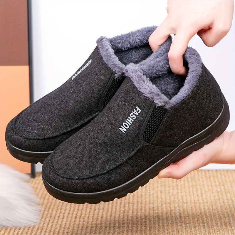 Schwarze Fleece Slip-On Schneestiefel - Mark