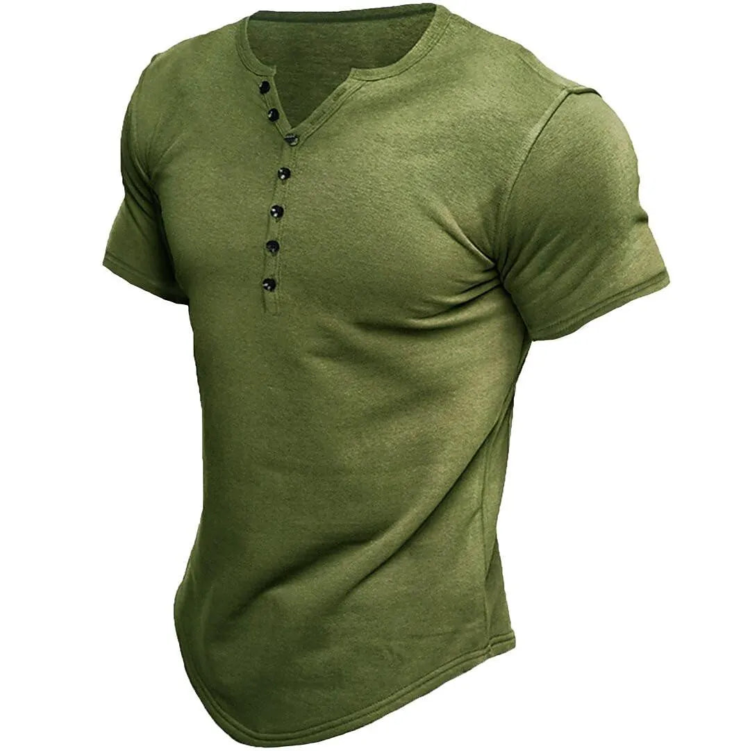 Max's Modernes Olivgrünes Henley-Shirt