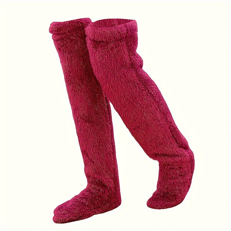 Kuschelsocken Lila – Flauschige Thermo-Overknee-Socken