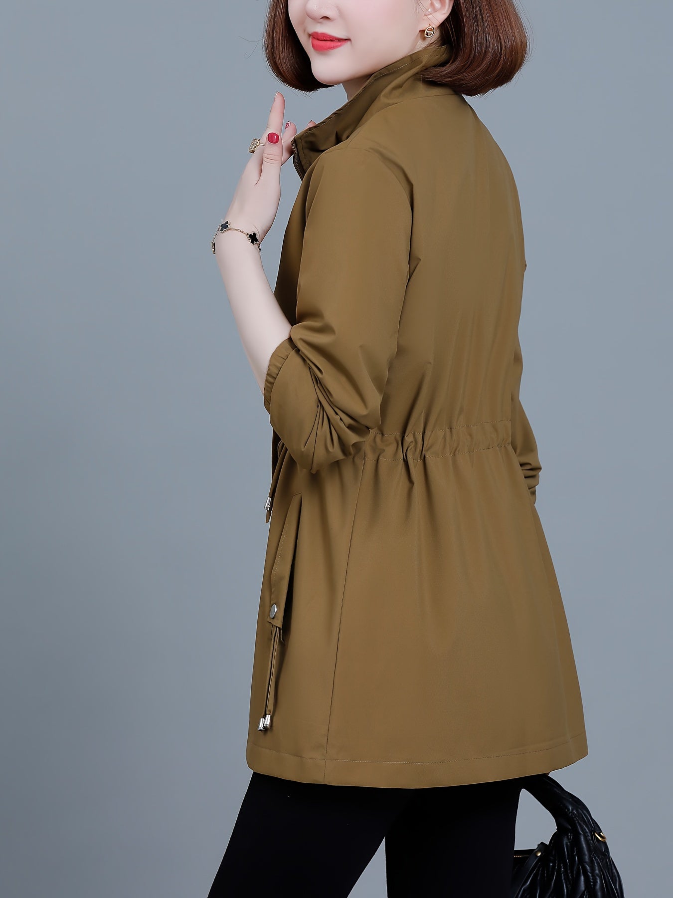 Braune Zip Windbreaker Jacke - Nora