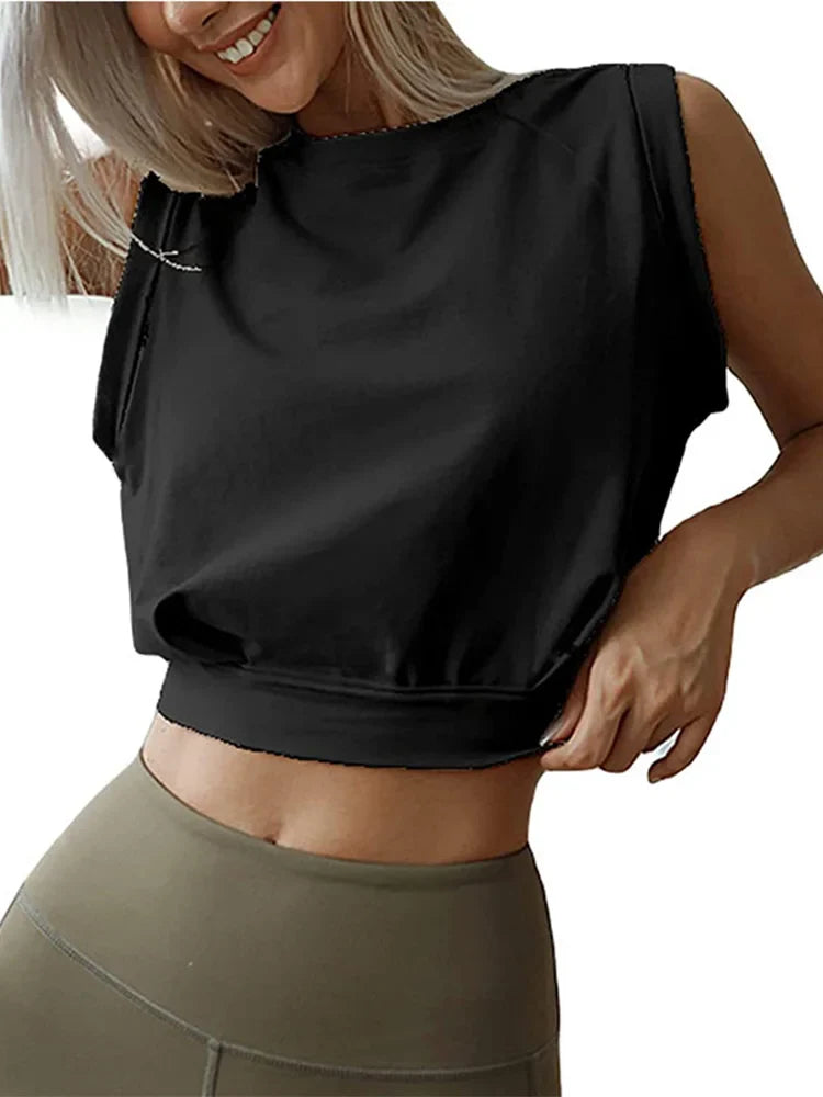 Lena - Schwarzes Sport Crop Top