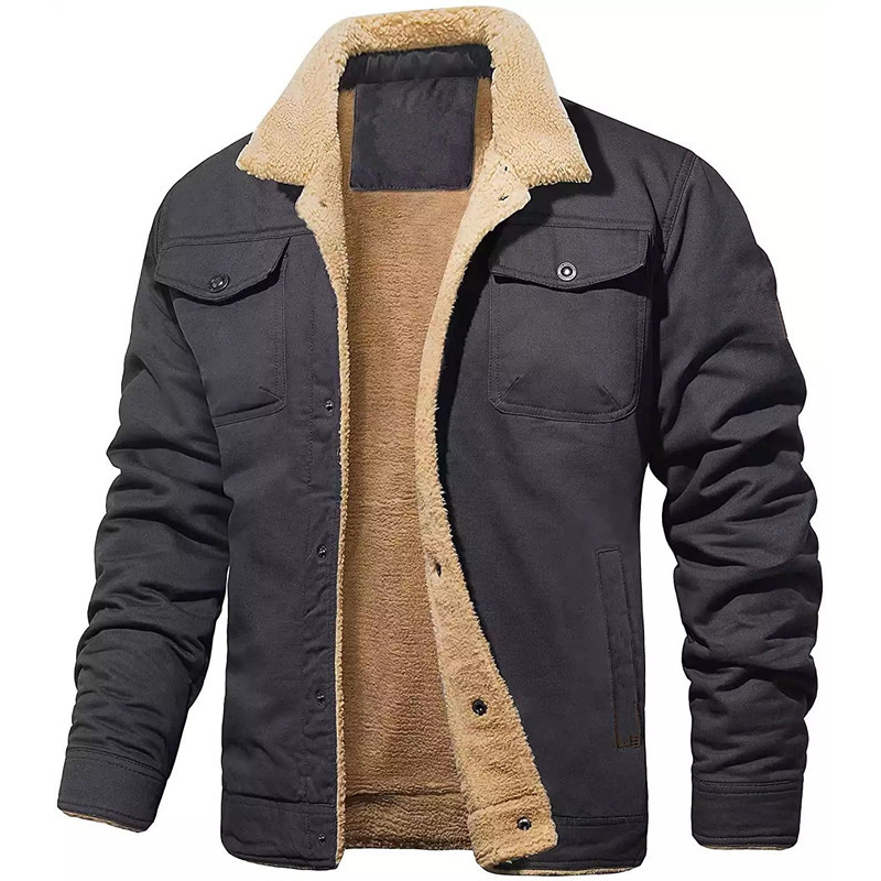 Schwarze Gefütterte Winterjacke Herren - Leon