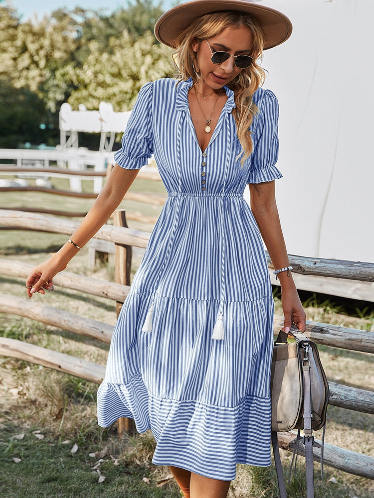 Sophie Sonnenglück - Blau Gestreiftes Sommerkleid