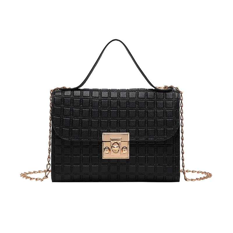 Vivienne - Schwarze Gittermuster-Clutch