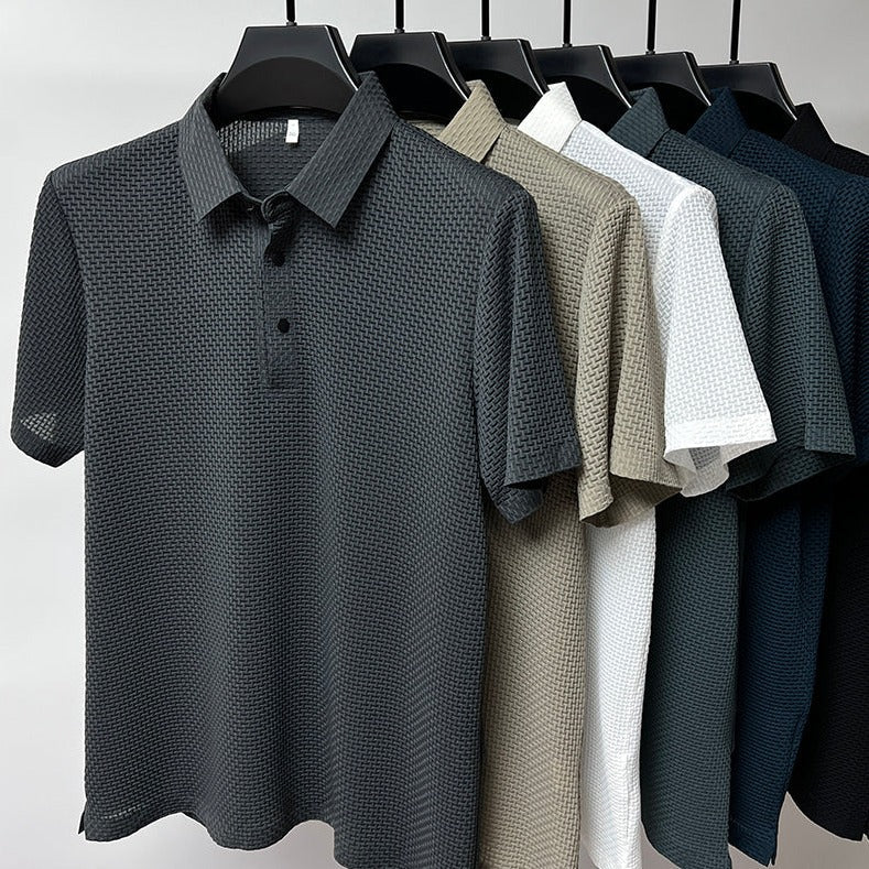 Schwarzes Herren Premium-Poloshirt mit Textur - Elias