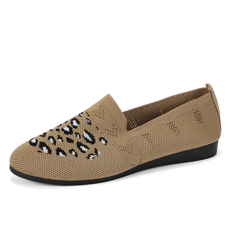 Beigefarbene Damen Flats mit Leopardenmuster - Wilda