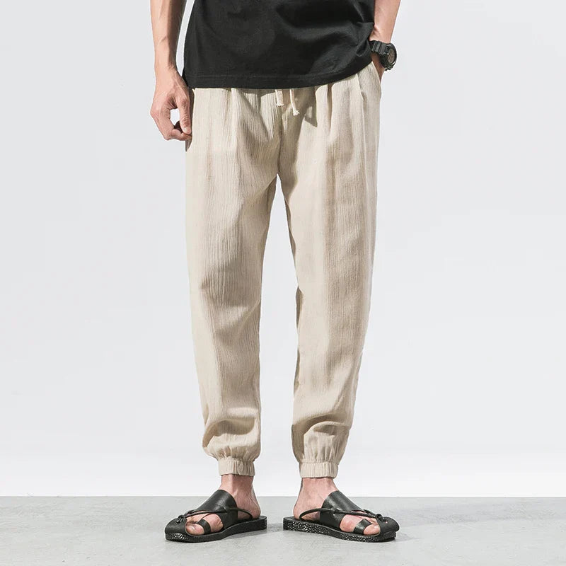 Schwarze Herren Sommerhose - "Luca" Leichte Jogger