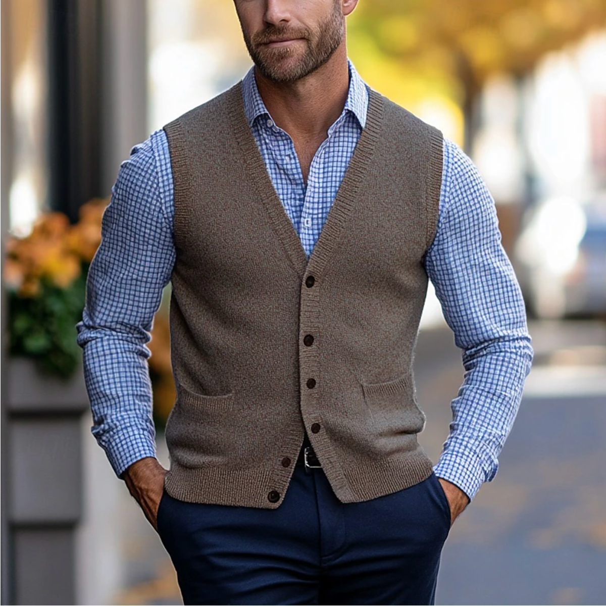 Herren Ärmellose Strickjacke für Layering & Stil – Marcus