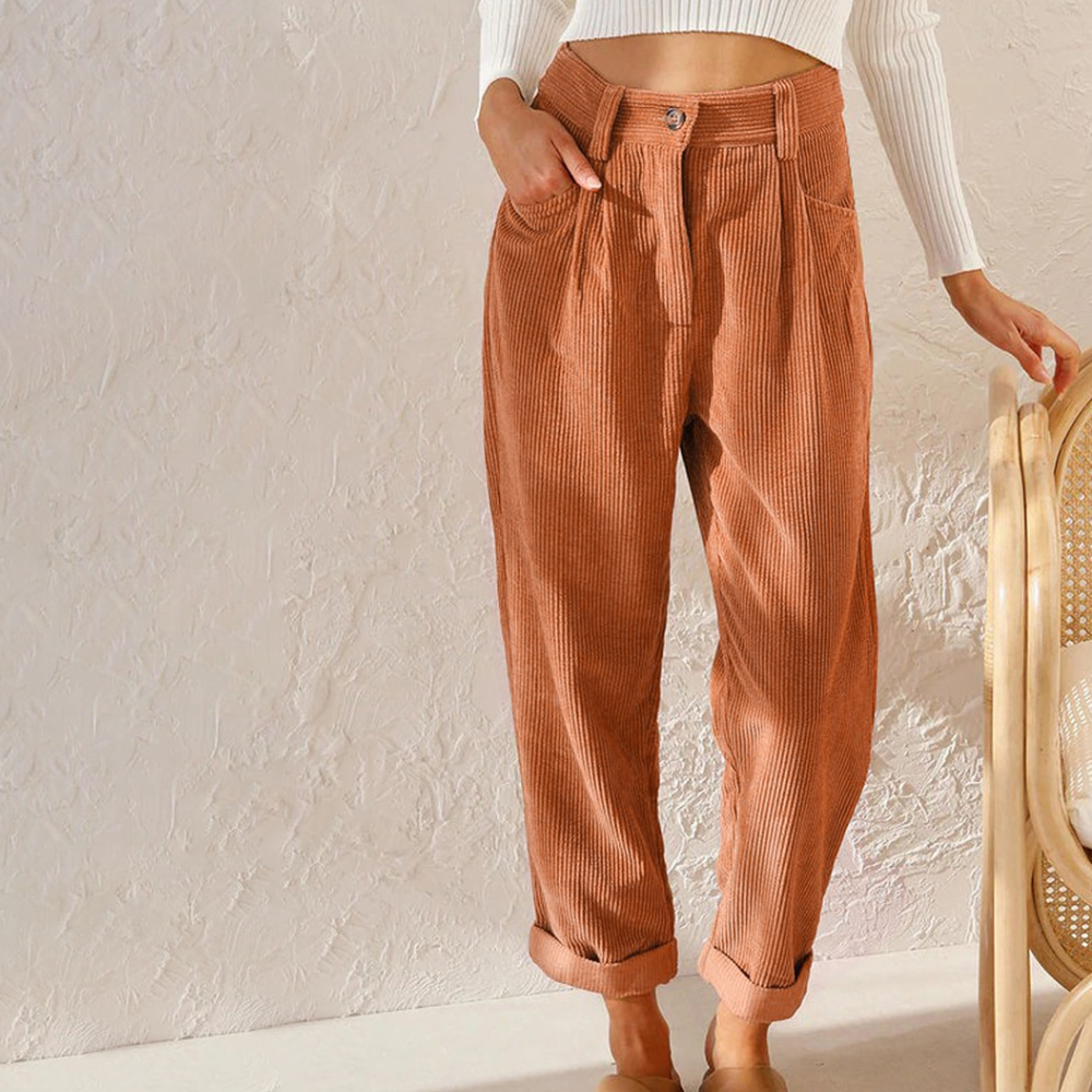 Terracotta Chino-Hose mit Falten - Anna