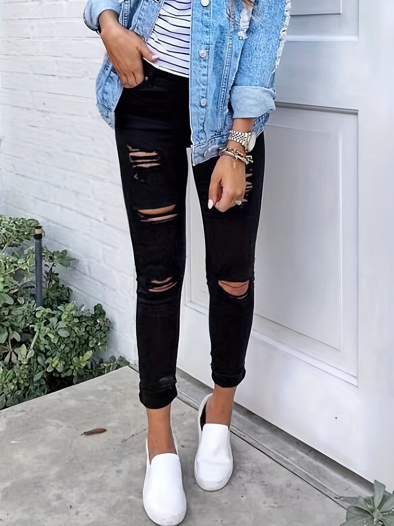 Schwarze Ripped-Jeans - Zoe