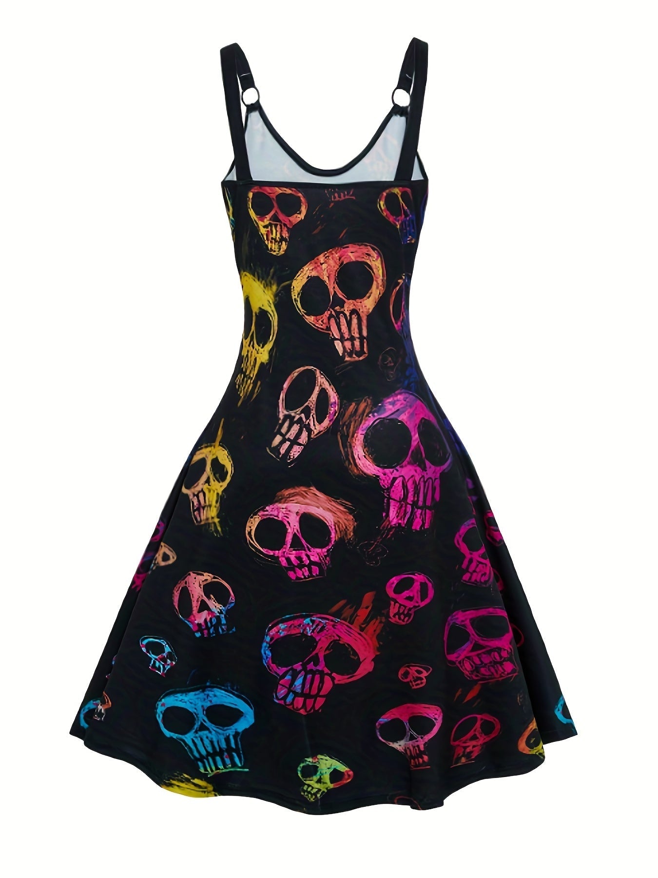 Schwarzes Totenkopfkleid mit Alloverdruck - Eleganter Stil