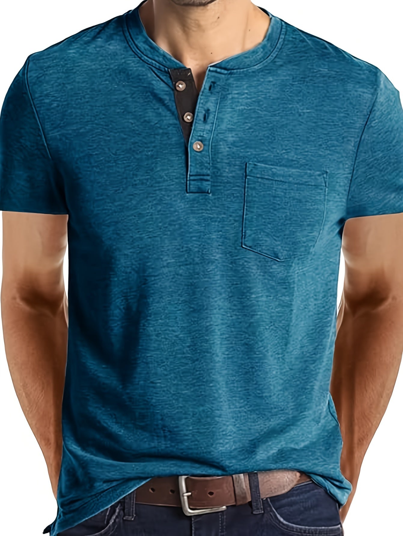 Blaues Henley T-Shirt - Chris