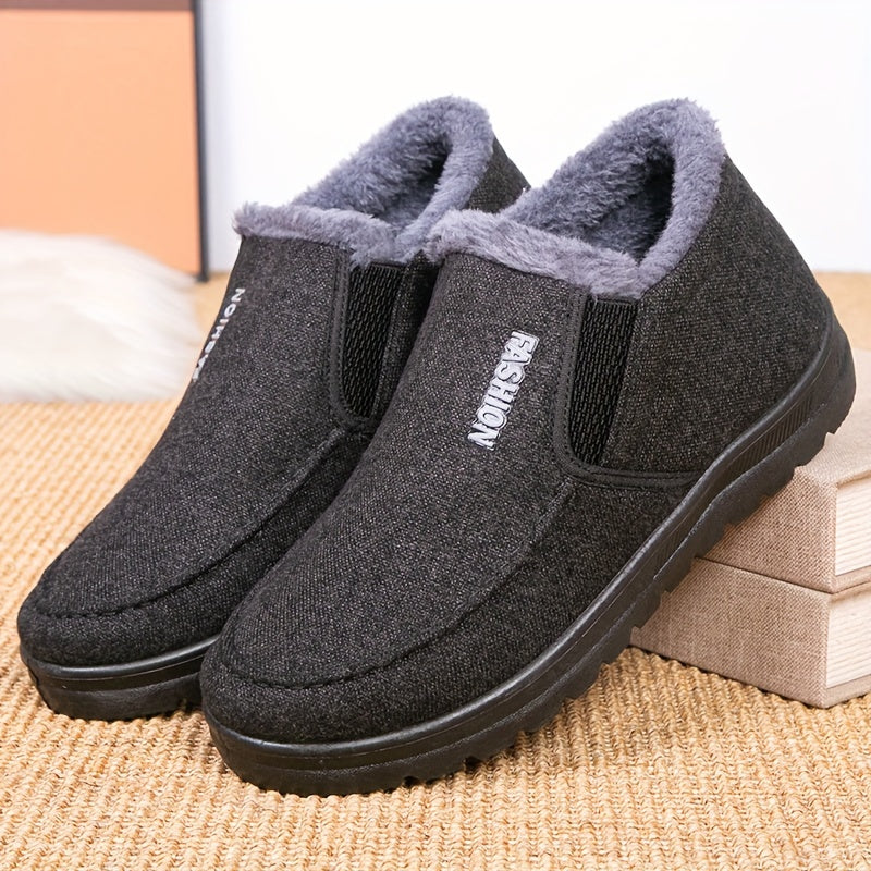 Schwarze Fleece Slip-On Schneestiefel - Mark