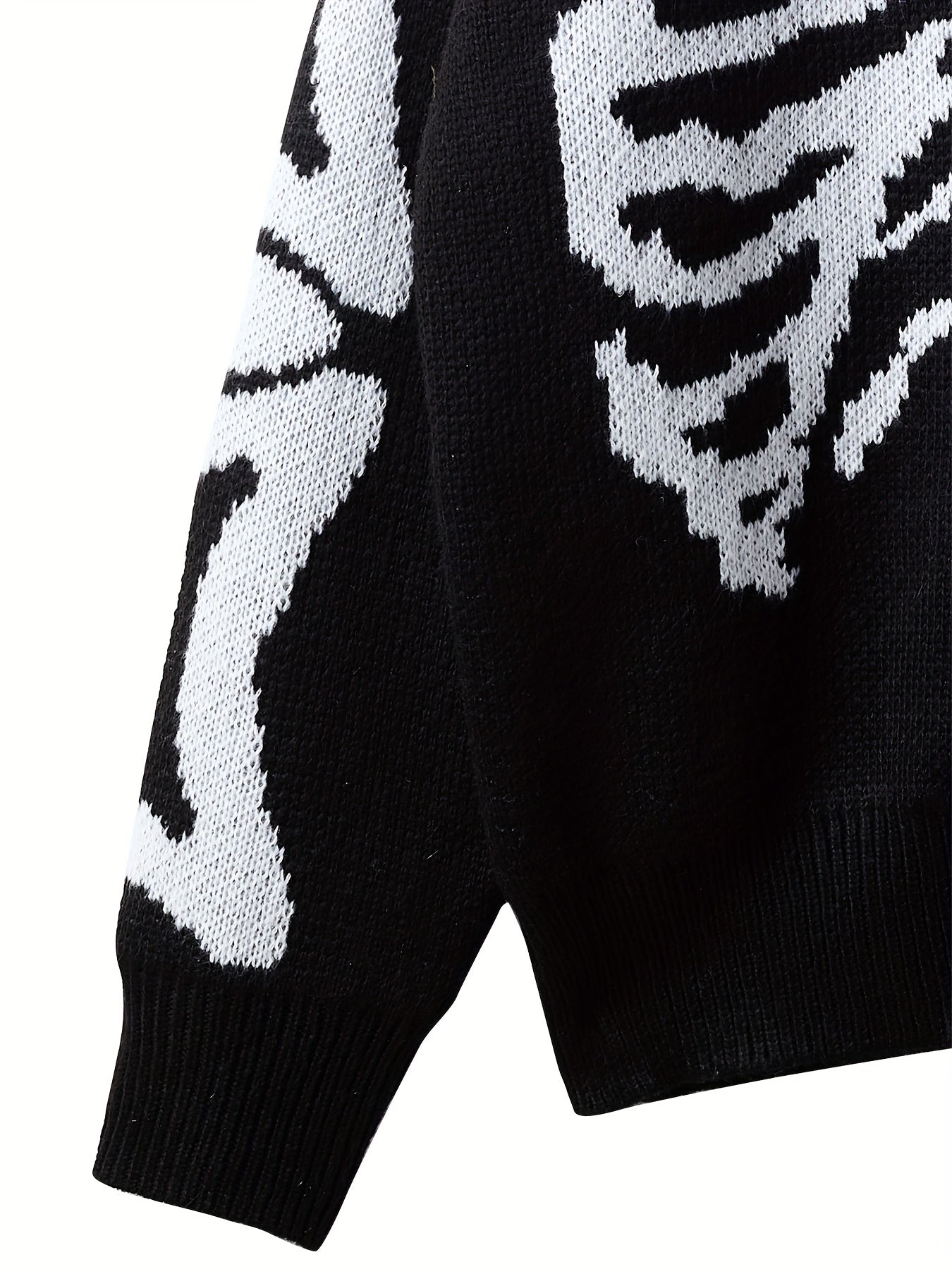 Schwarzer Skelett-Pullover mit Halloween-Aufdruck - Casual Style